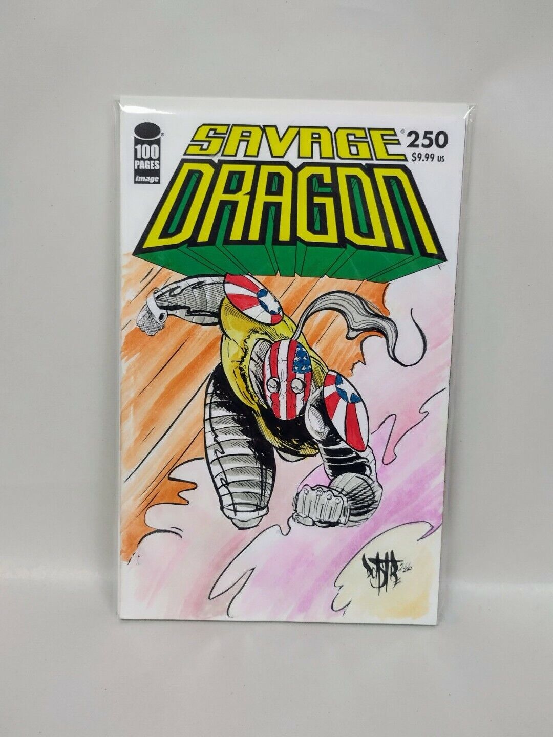 Savage Dragon #250 Blank Cover Variant Comic W Original Art ARG COA 287