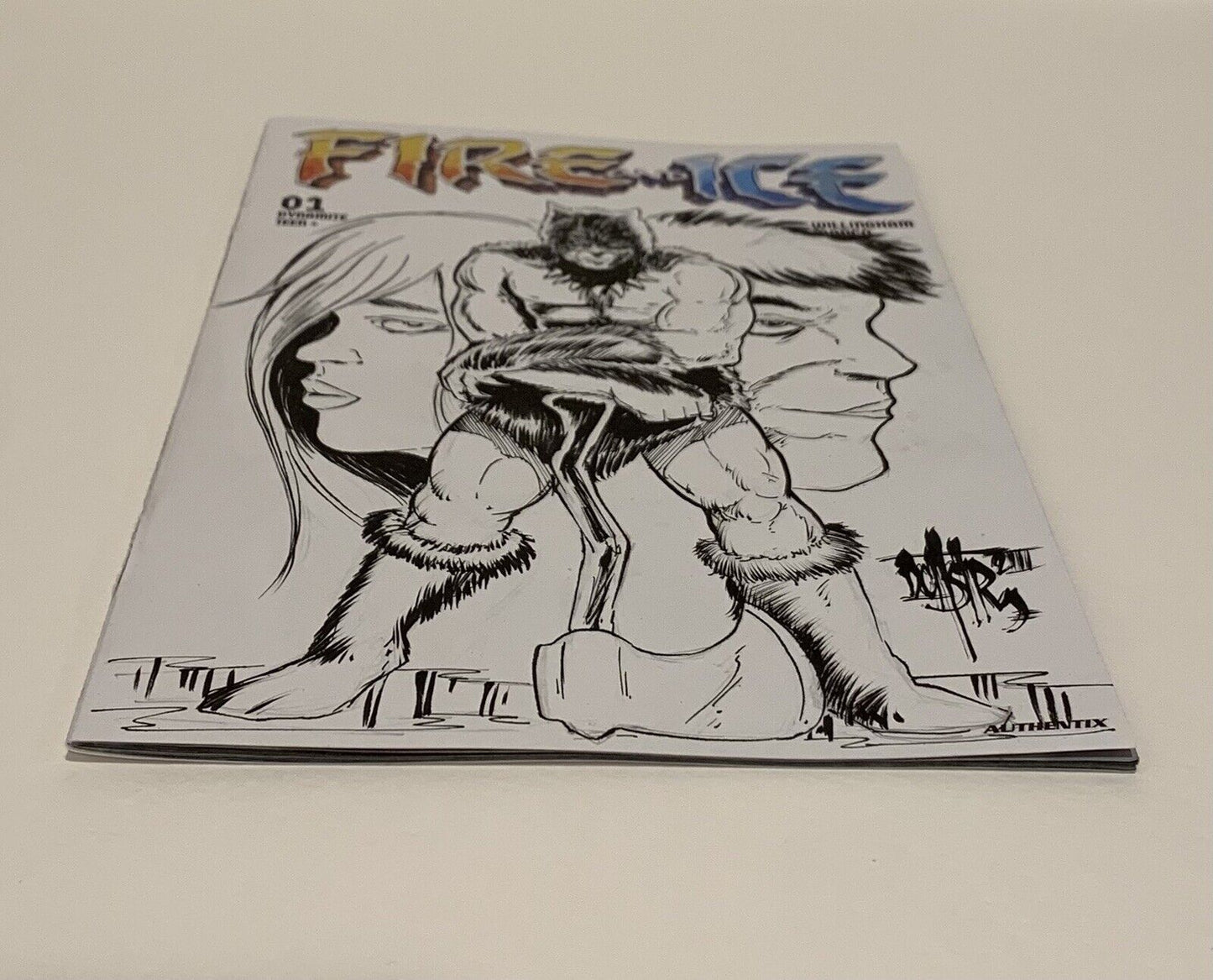 FIRE AND ICE #1 Blank Sketch Variant Cover Comic 2023 W Original Art Dave Castr