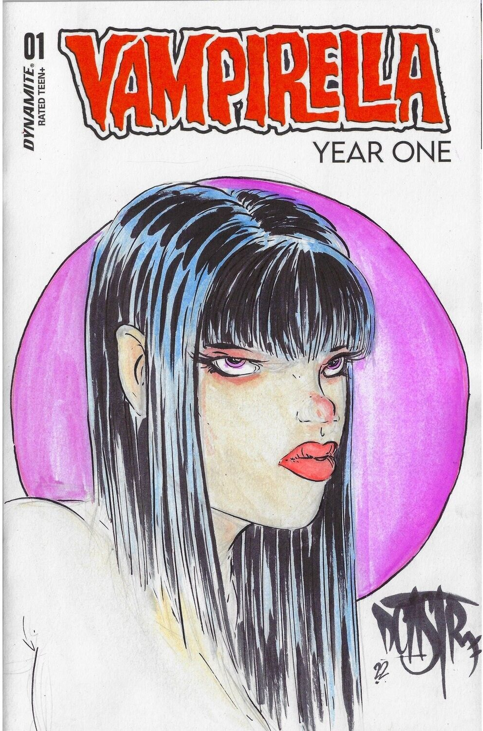 Vampirella Year One #1 (2022) Blank Cover Variant Comic W Original 1/1 Art