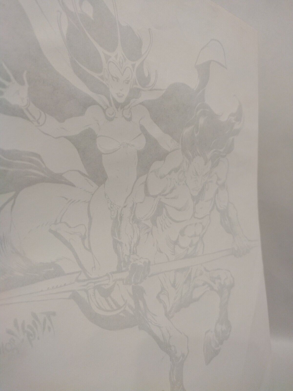 Original Tim Vigil Moon Maid & Centaur Inked Illustration 11 X 14 Signed