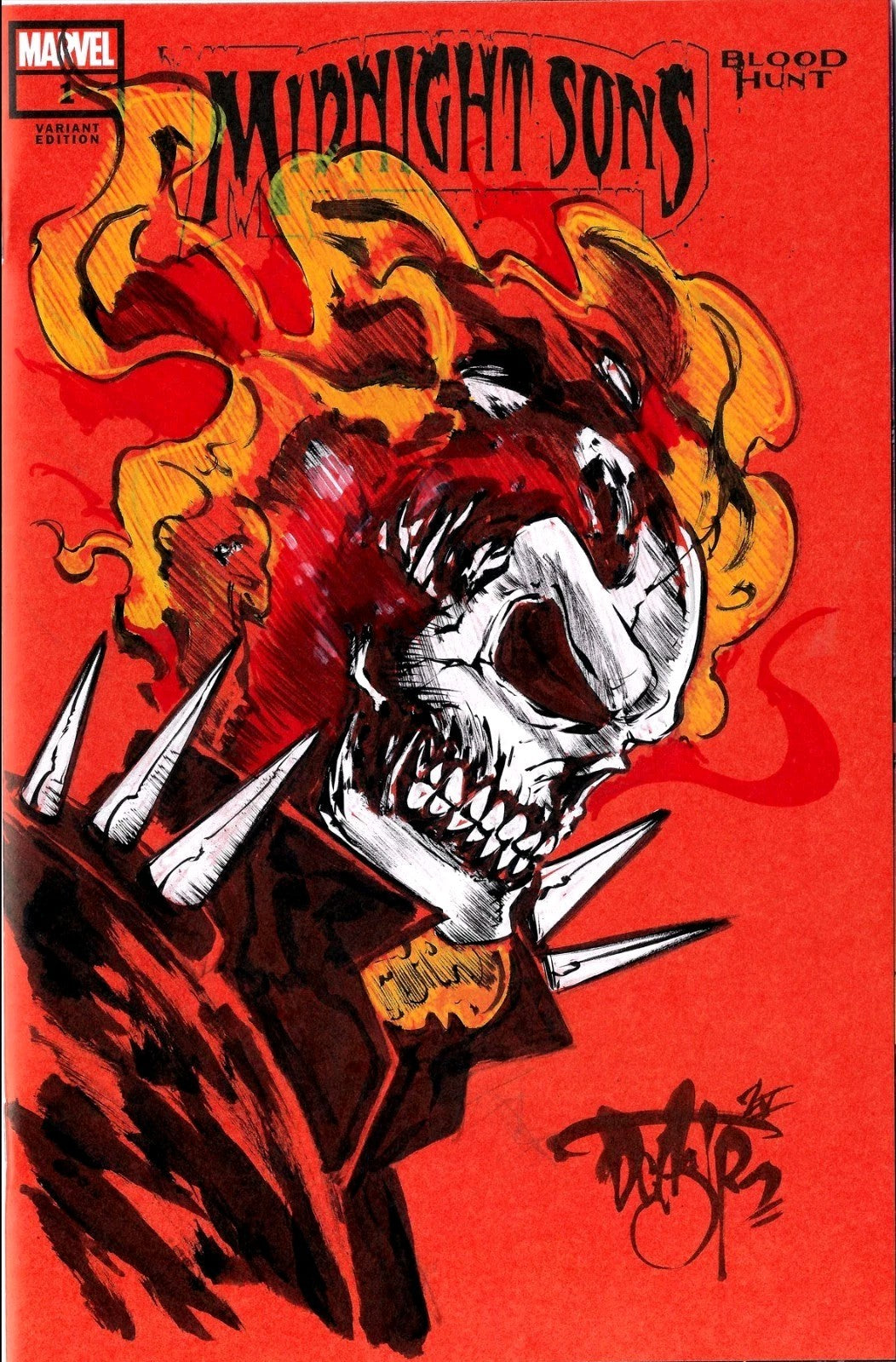 Midnight Sons Blood Hunt #1 Marvel Red Sketch Variant W Original DCastr Art