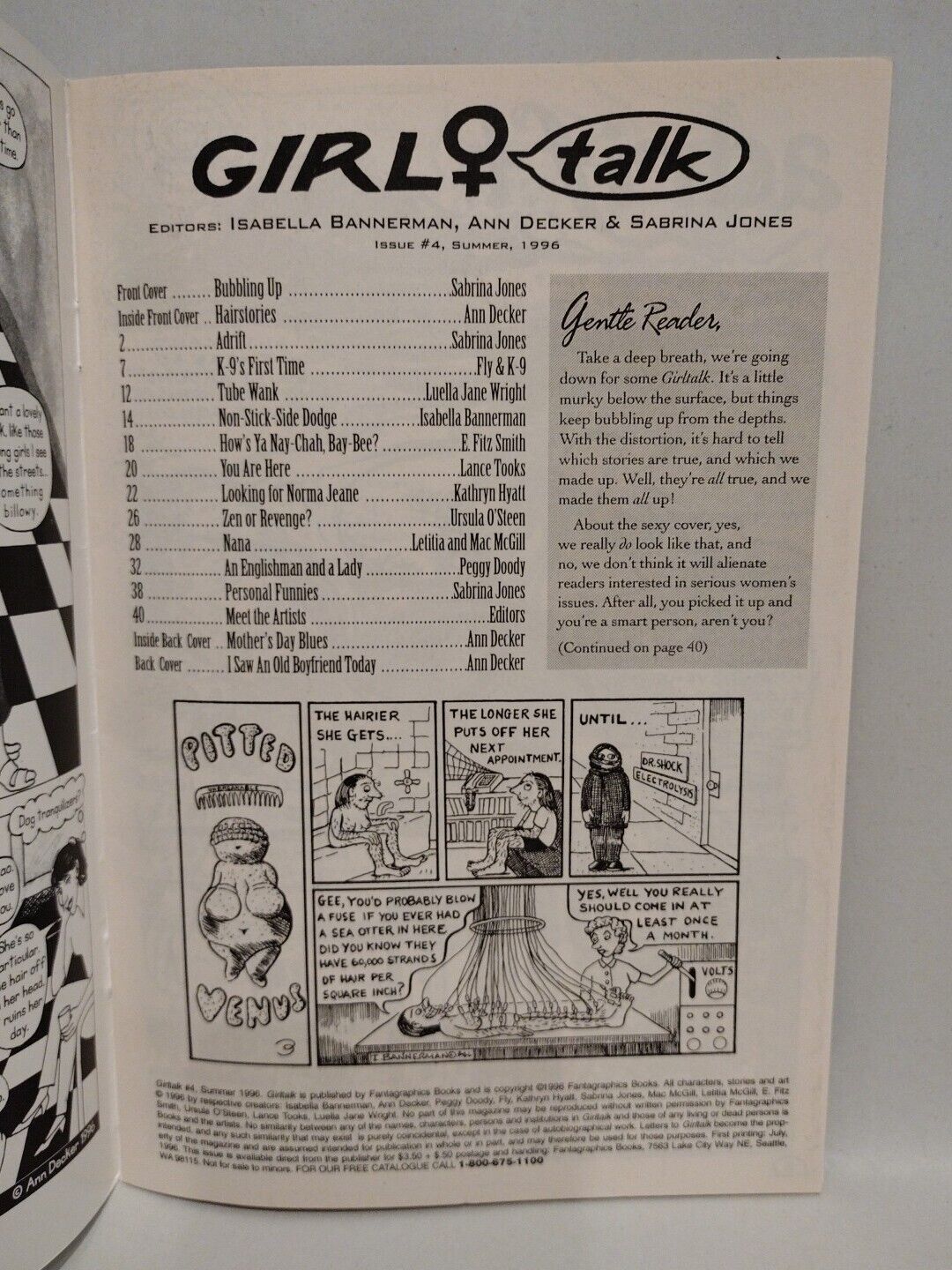 Girl Talk #4 (1996) Fantagraphics Comic Anthology Sabrina Jones Ann Decker