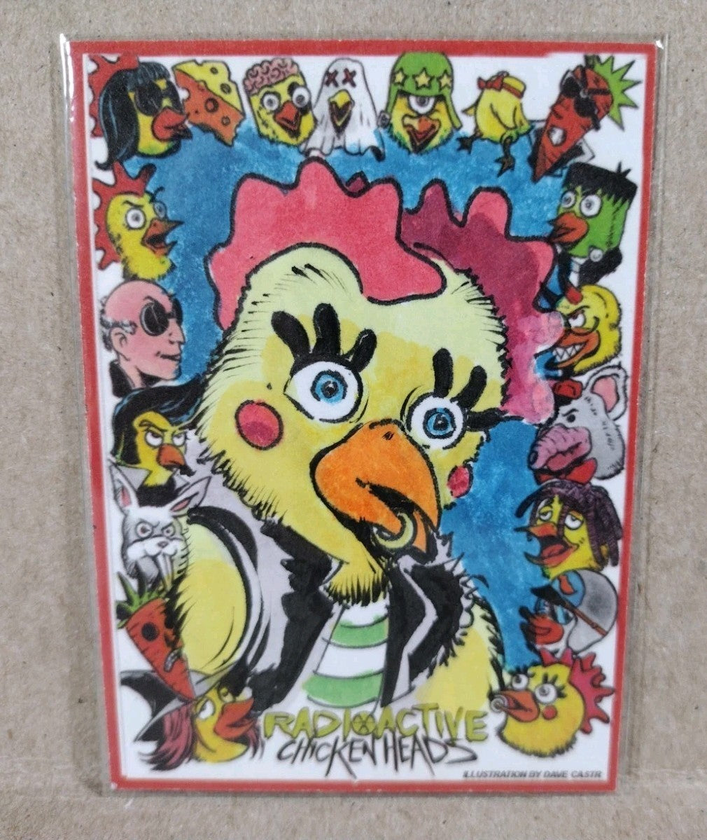 Radioactive Chicken Heads Exclusive Sketch Card W Original Punky Rooster Art