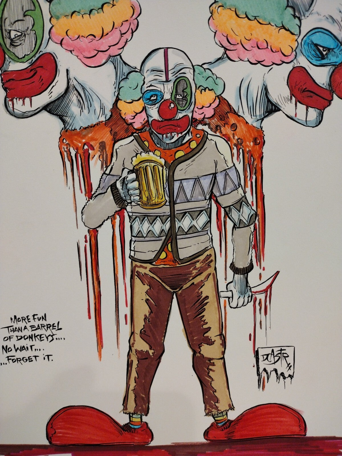 Yuk Yuk 9x 12" Original Dave Castr Clown Horror Color Concept Art Illustration