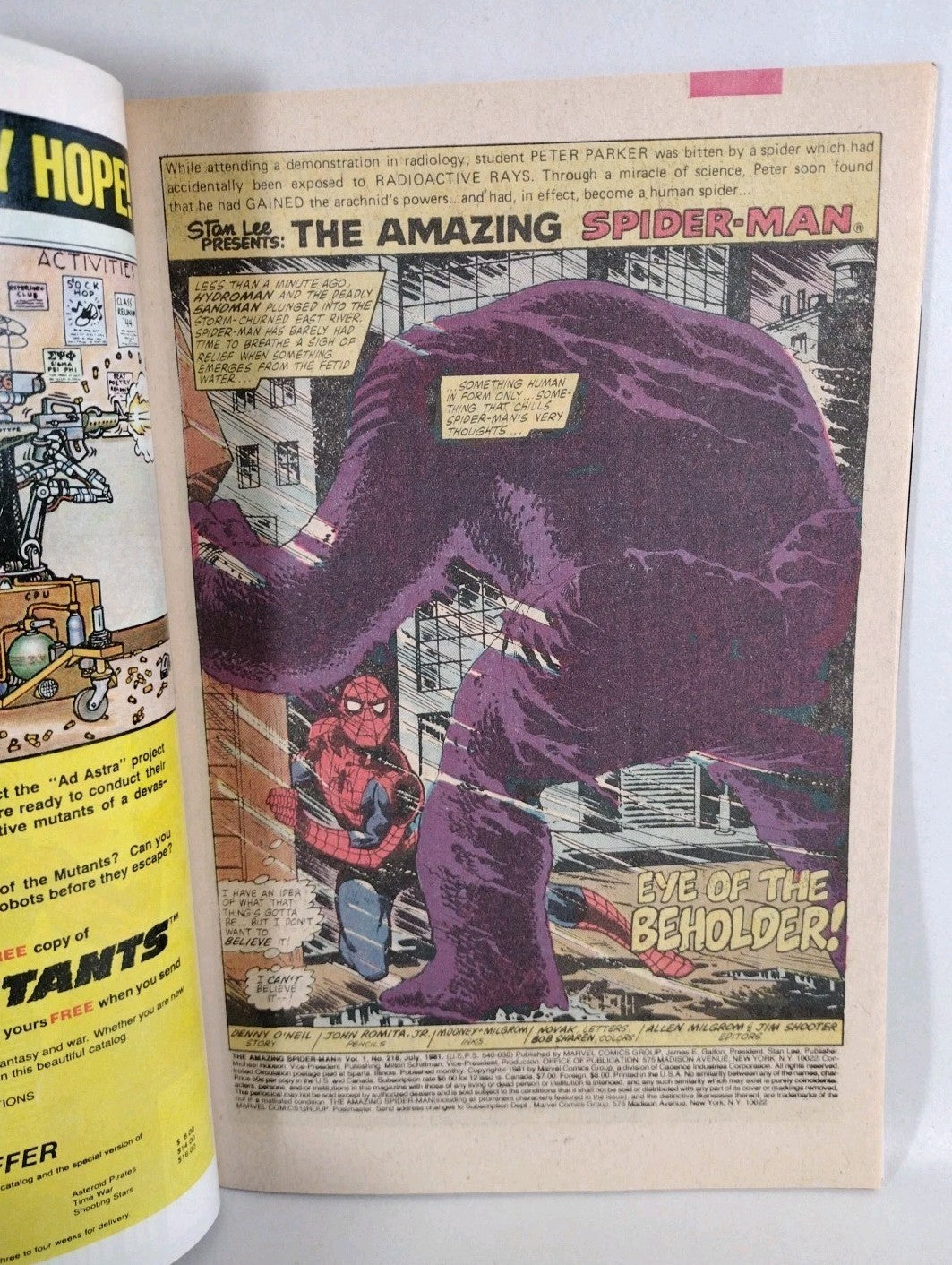 Amazing Spider-Man #218 (1981) Marvel Comic Mud-Thing 2nd Appearance VF-NM