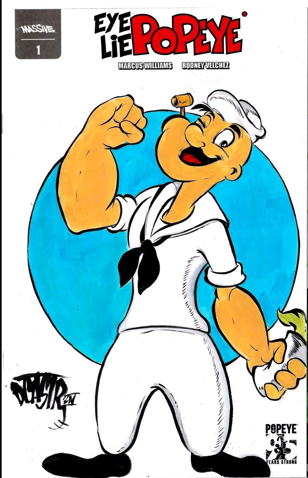 Popeye Eye Lie #1 (2024) Massive Sketch Variant Comic W Original Art