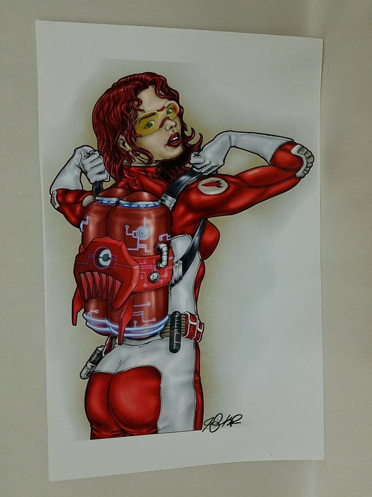 "Red Rocket" Comic Art Print 11x17 Signed Jamlyn Parks