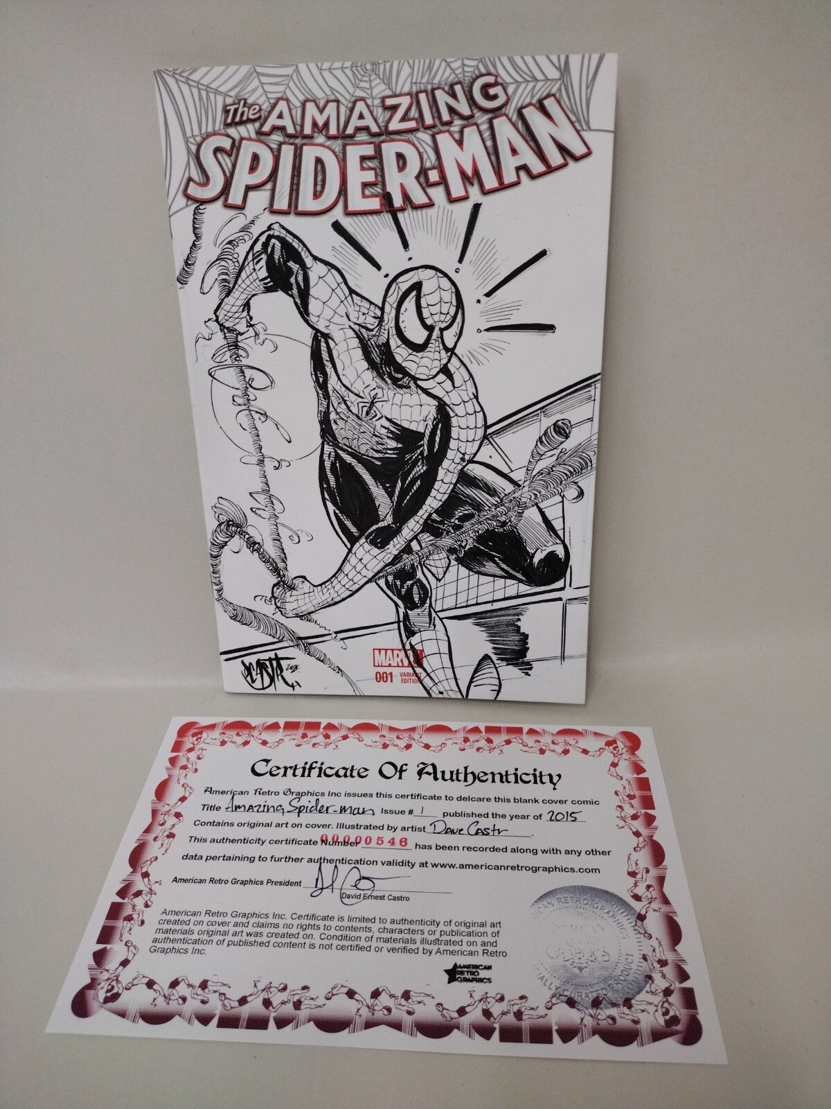 Amazing Spider-Man (2015) #1 Blank Cover Variant Comic W Original DCastr Art