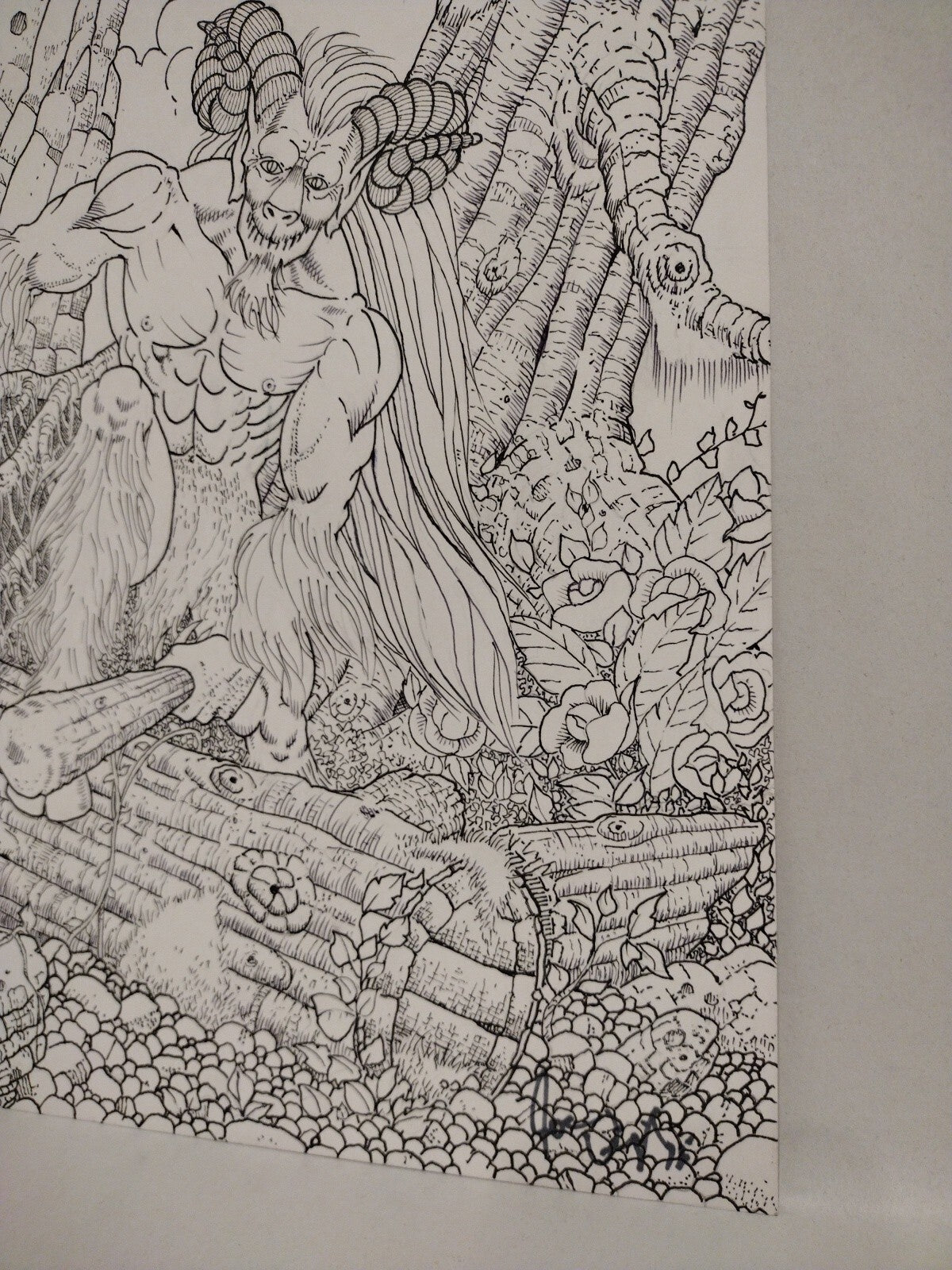 Joe Vigil Original Inked Illustration Krampus Demon In Ruins 11 X 17 Signed