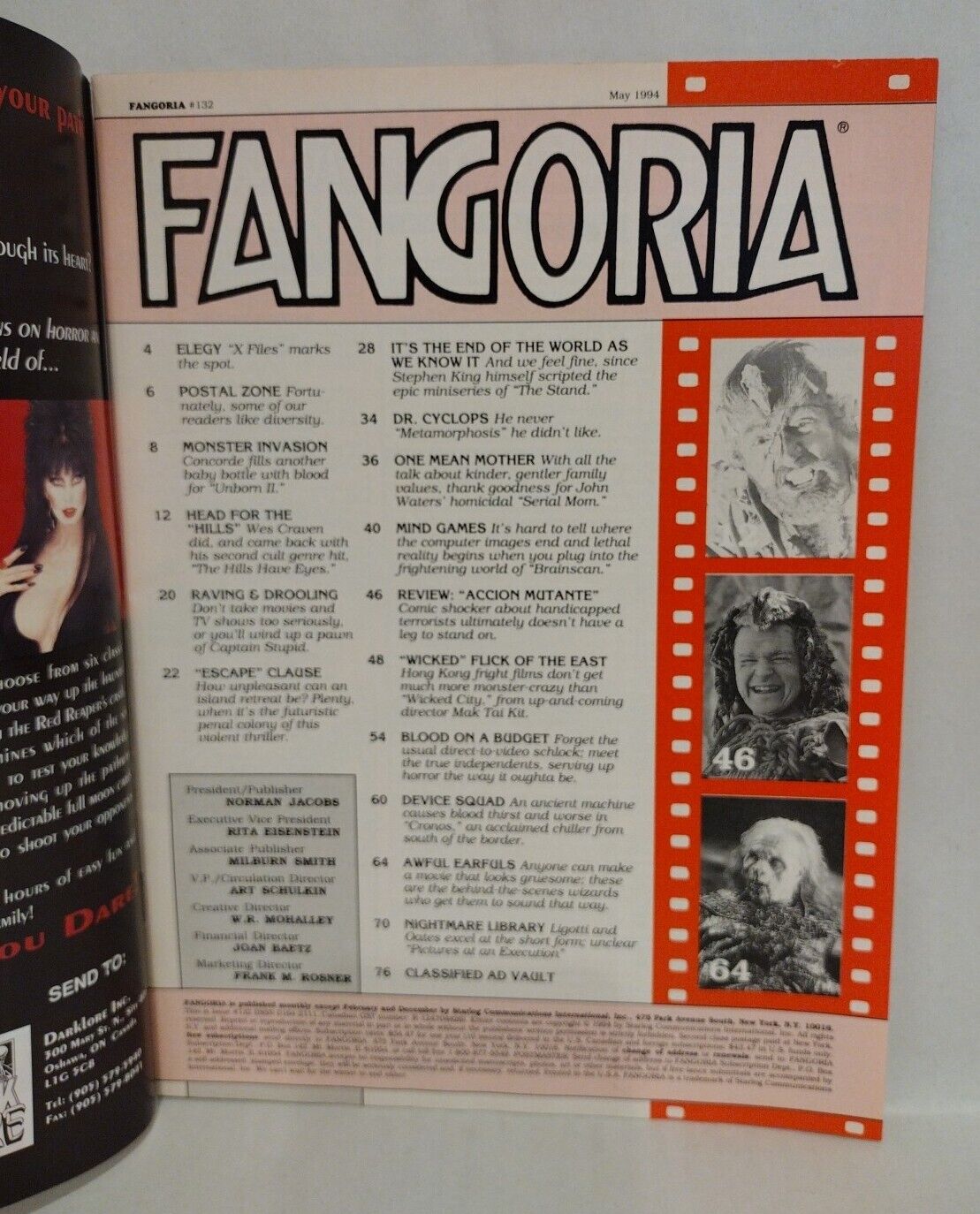 FANGORIA Magazine #132 (1994) Brainscan Cronos Hills Have Eyes Serial Mom Unborn