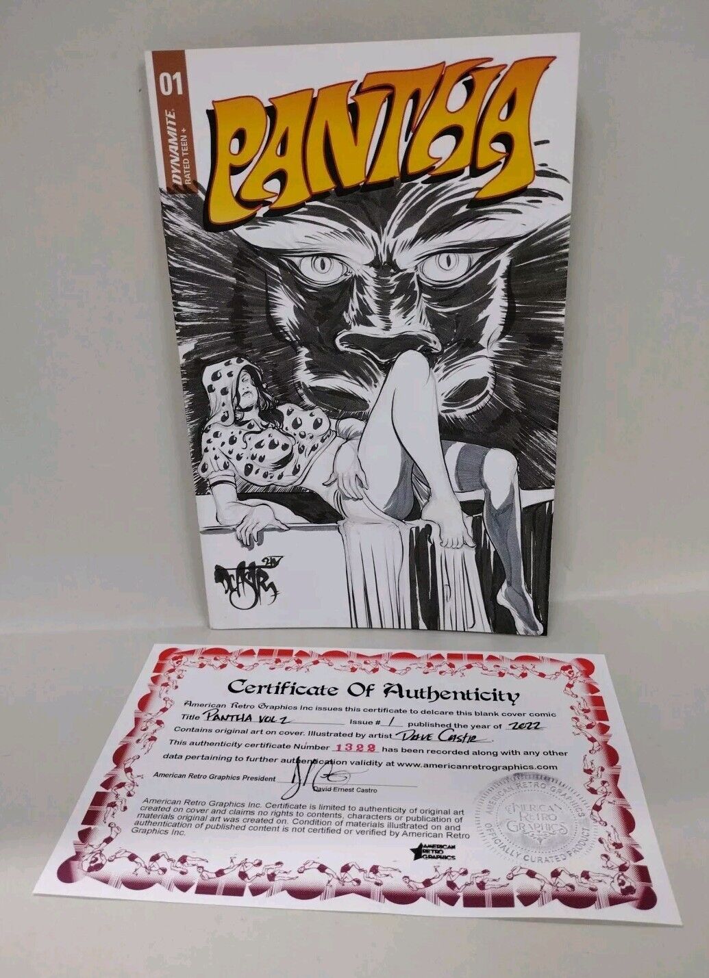 Pantha V2 1 (2022) Dynamite Comic Sketch Cover Variant W Original Dave Castr Art