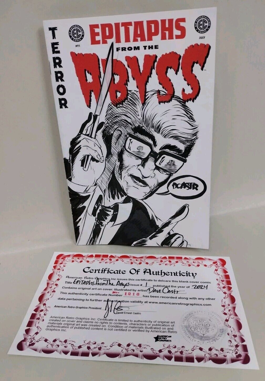 Epitaphs From The Abyss 1 (2024) EC Comic Sketch Cover Var W Original DCastr Art