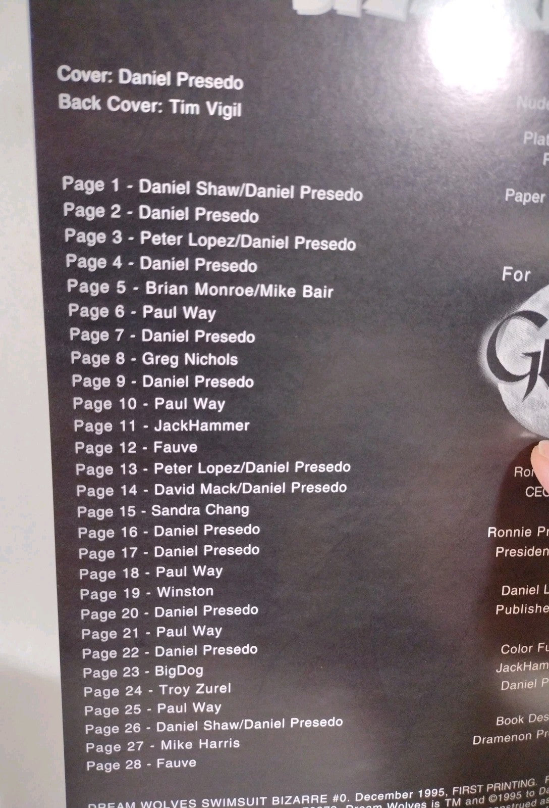 Dream Wolves Swimsuit Bizarre #0 (1994) Gothic Comic Variant Set Of 3