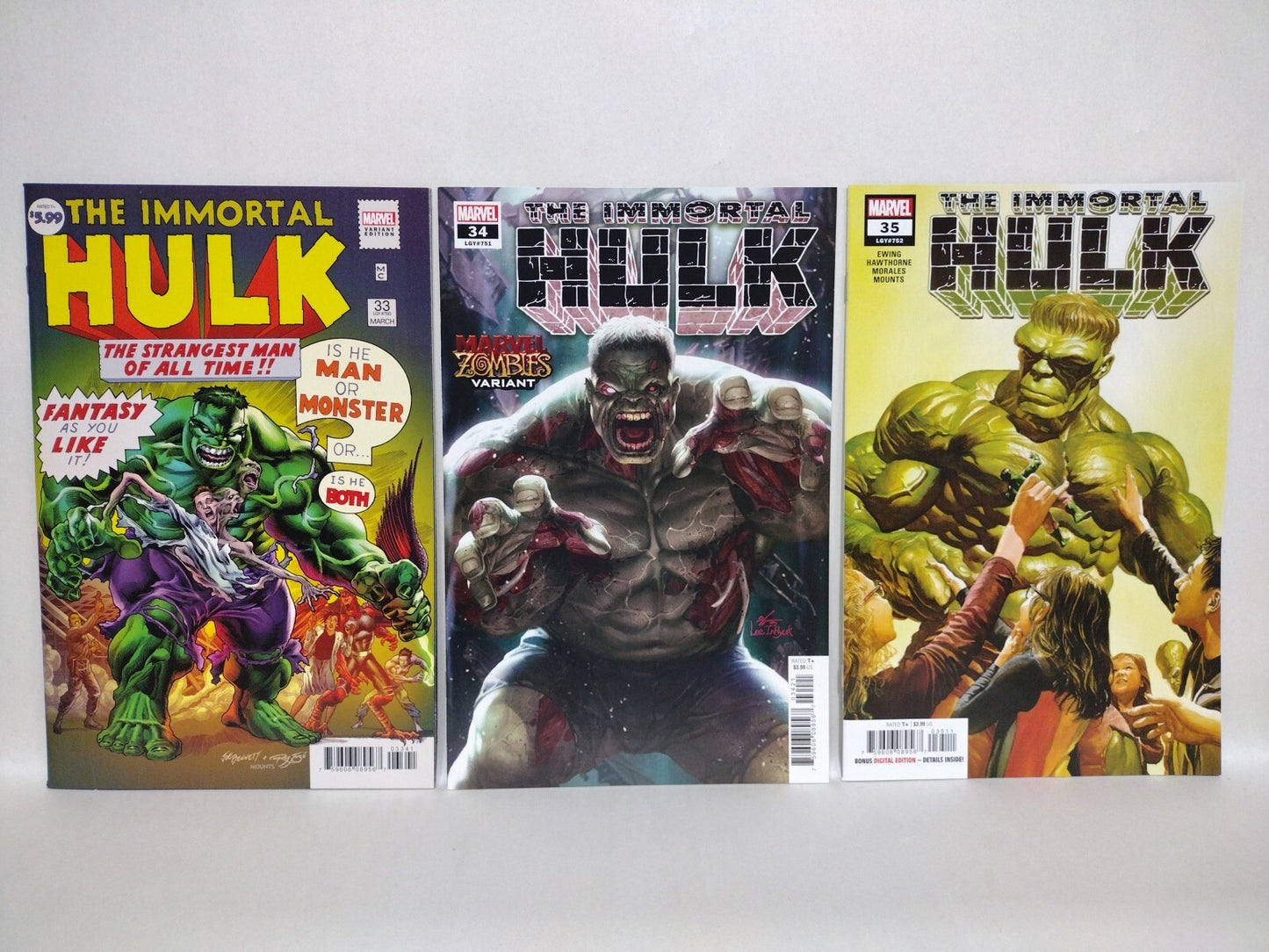 Immortal Hulk (2020) Marvel Comic Variant Lot Set 33 Joe Bennett 34 Zombie 35 NM