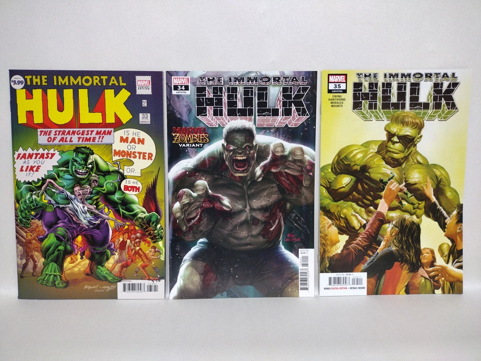 Immortal Hulk (2020) Marvel Comic Variant Lot Set 33 Joe Bennett 34 Zombie 35 NM