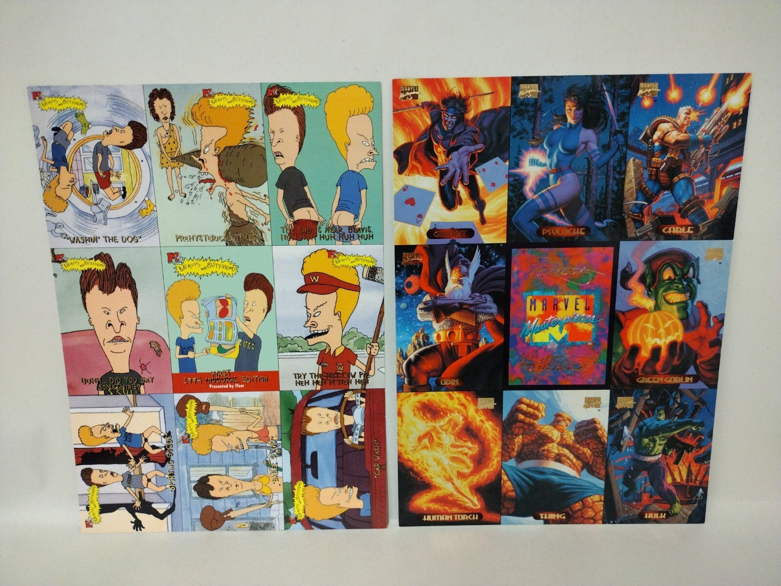 Beavis & Butthead Marvel Masterpieces (1994) Fleer Uncut 9 Promo Card Sheets