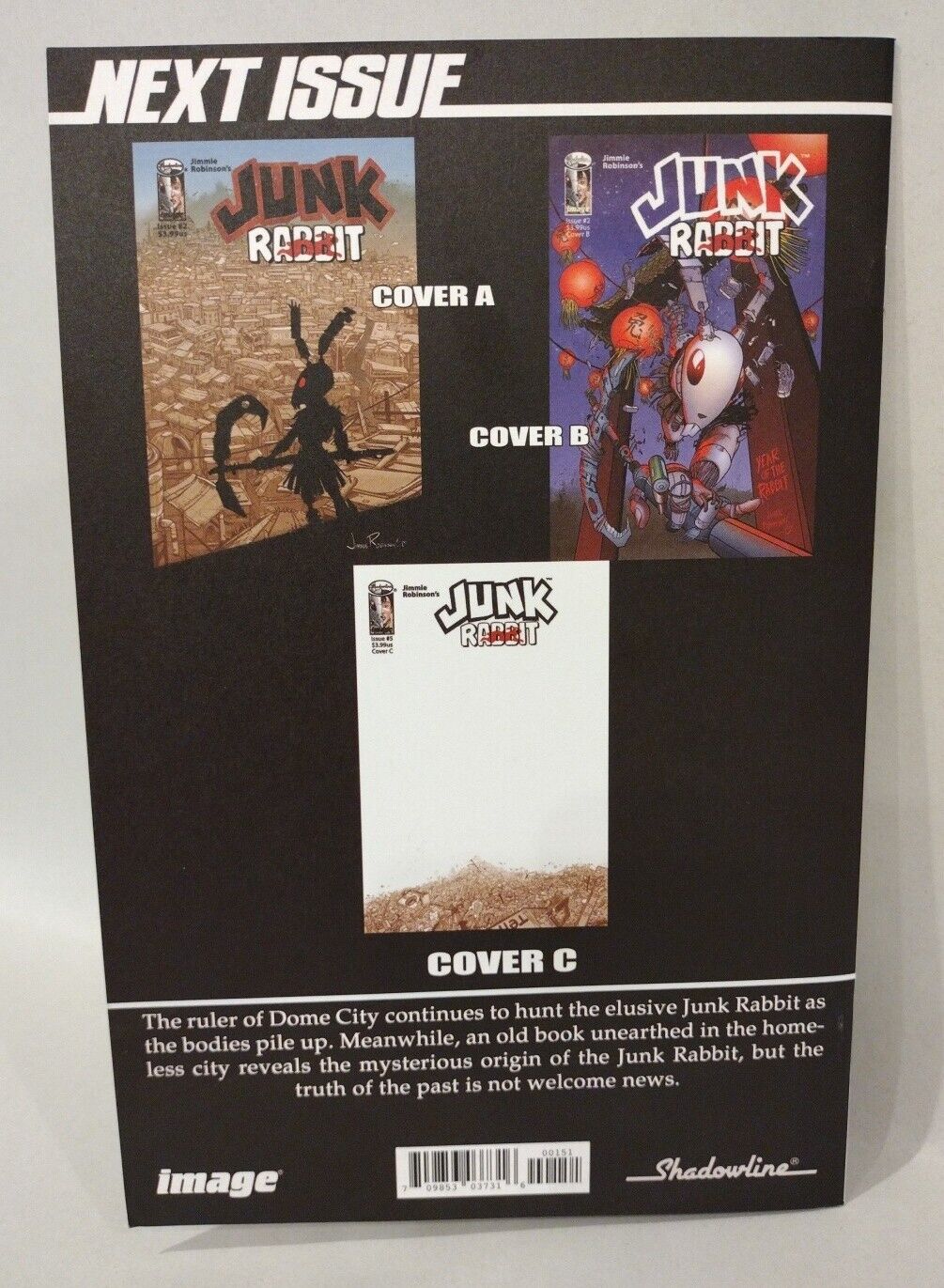 Junk Rabbit 1 (2023) Image Blank Comic Variant W Original Dave Castr Art COA