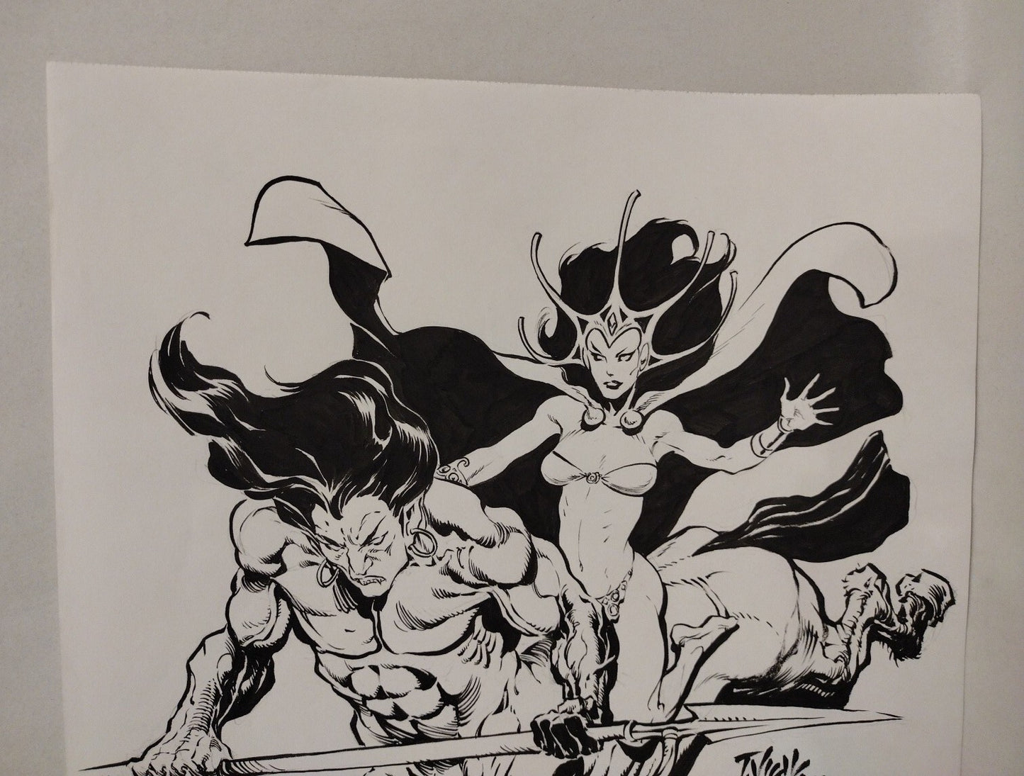 Original Tim Vigil Moon Maid & Centaur Inked Illustration 11 X 14 Signed