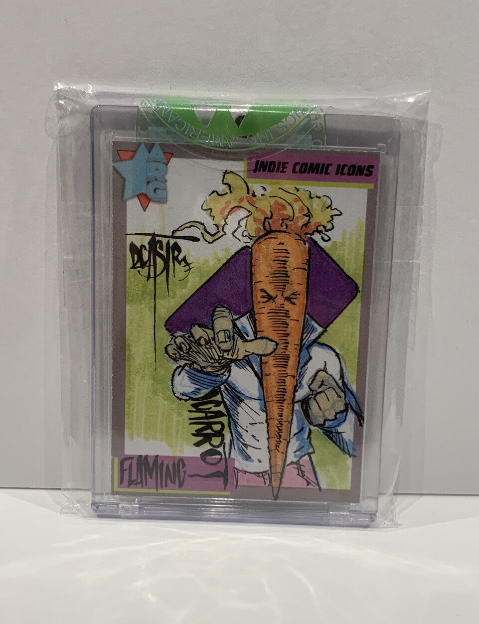 Indie Comic Icons Sketch Card w Original Flaming Carrot Art DCastr (2023) ARG