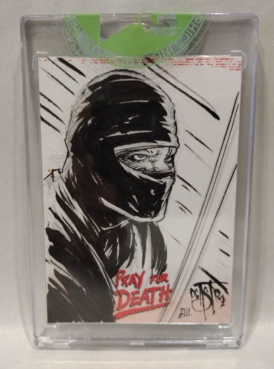 Pray For Death (2022) ARG Inked Ninja Sketch Card w Original DCastr Art Sealed