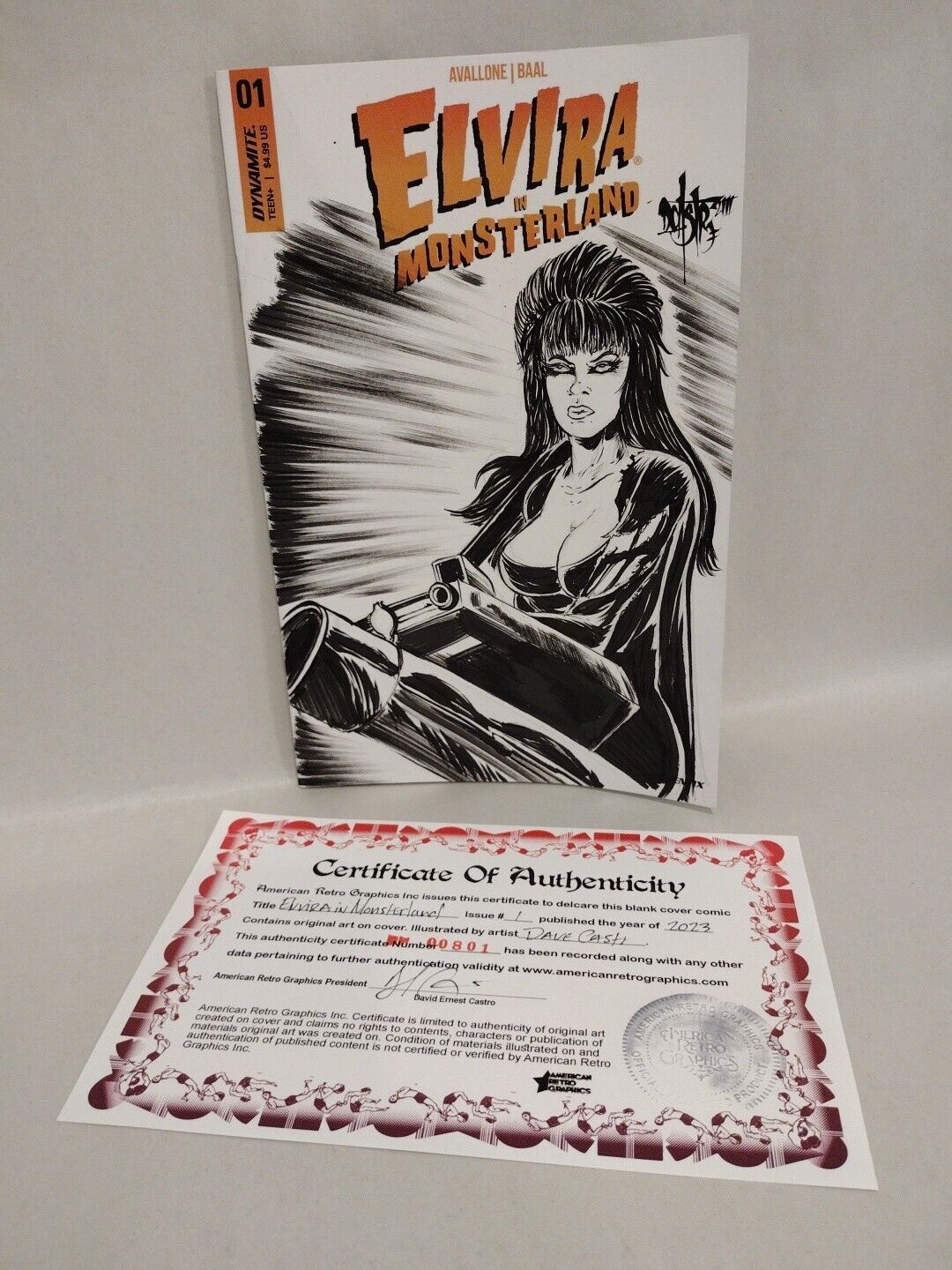 Elvira In Monsterland 1 (2023) Dynamite Comic Sketch Cover w Original DCastr Art