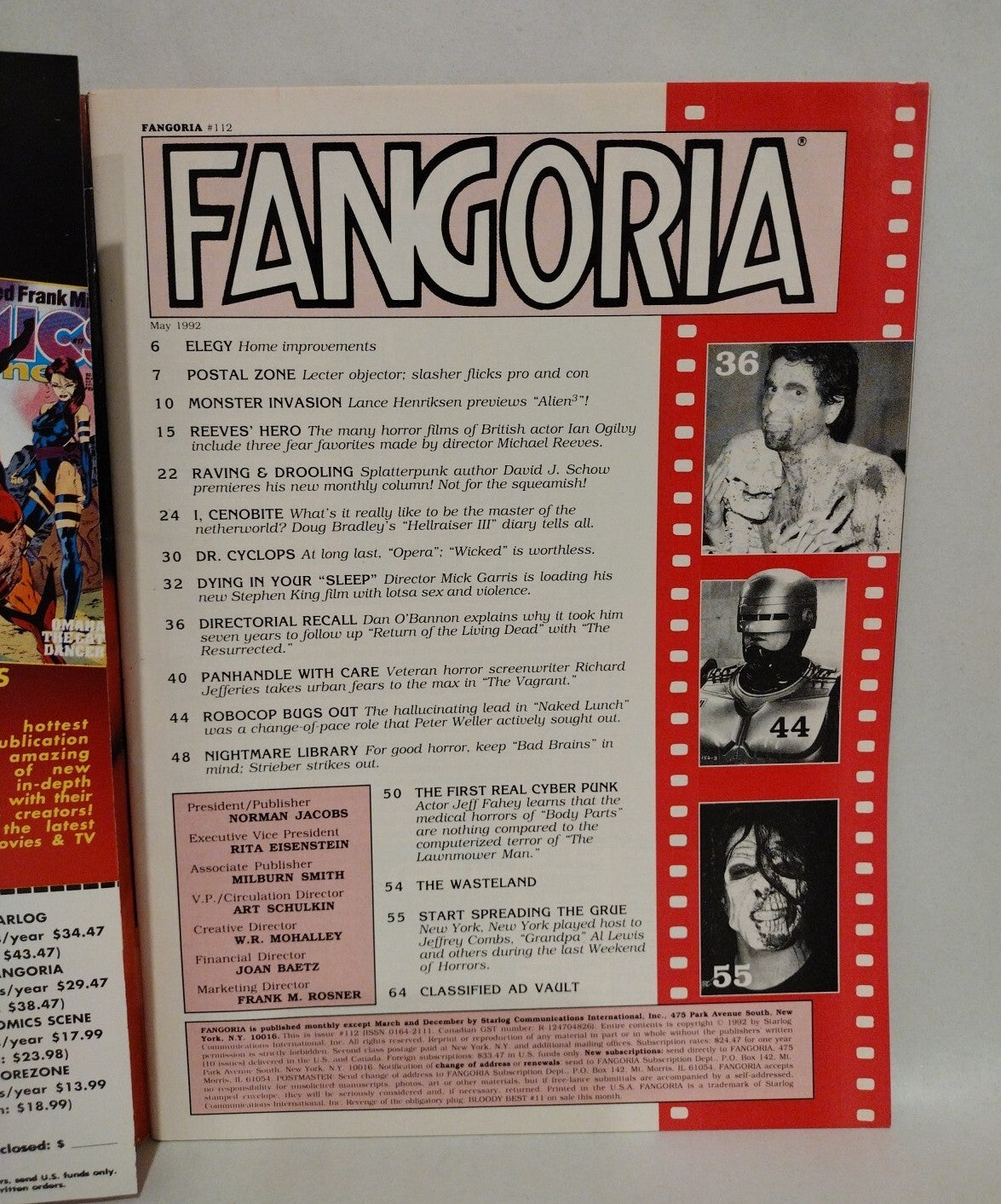FANGORIA Magazine #112 (1992) Hellraiser III Naked Lunch Alien 3 Sleepwalkers 