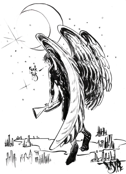 Gabriel Original (2020) Dave Castr 8.5 X 11" Ink Drawing W ARG COA #194