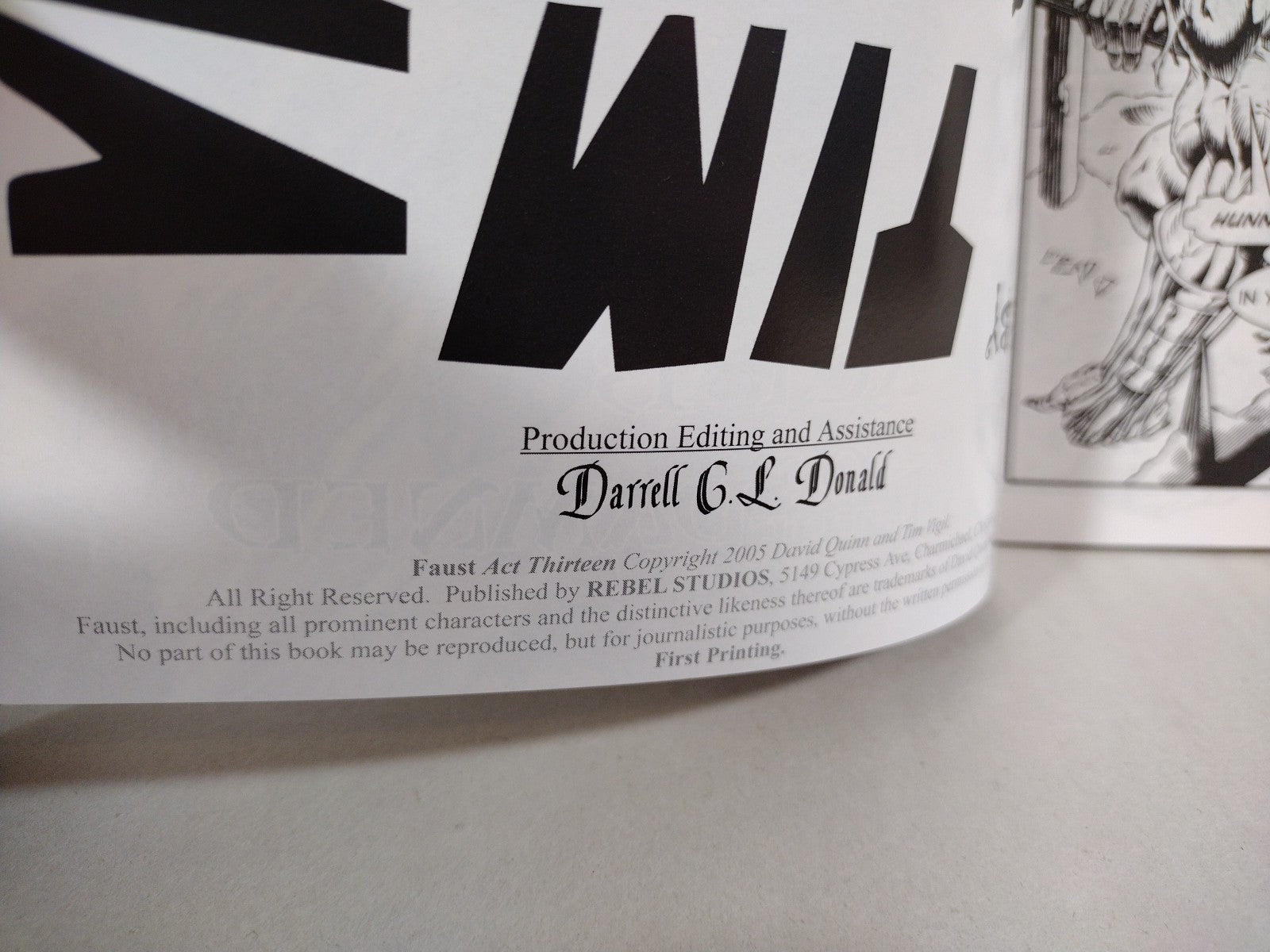 FAUST LOVE OF THE DAMNED Act 13 (2005) Rebel Studios 1st Print Tim Vigil NM