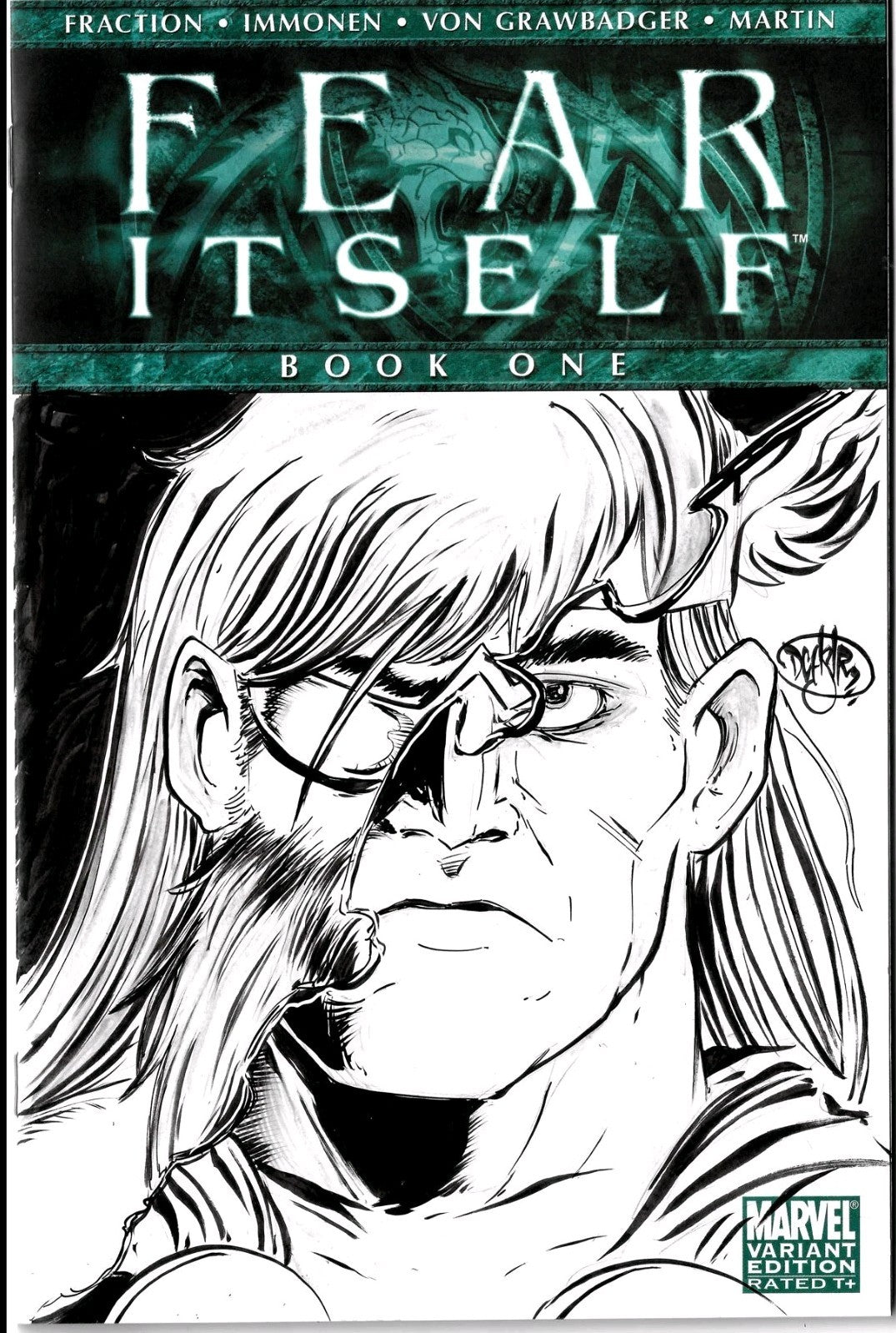 Fear Itself #1 (2011) Marvel Comic Sketch Cover W Original DCastr Thor Odin Art