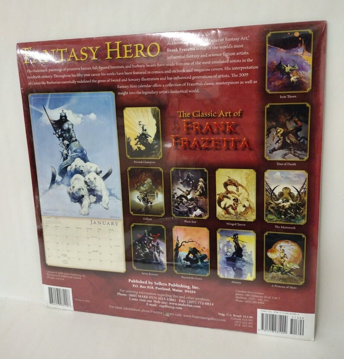 2009 Frank Frazetta Fantasy Hero Calendar New Sealed Sellers Publishing