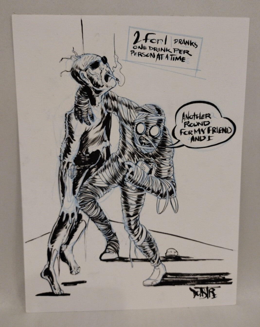 Potato Mummy 9 x 12" Original Dave Castr Ink Illustration Art W ARG COA #65