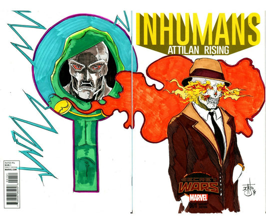 Inhumans Attilan Rising #1 (2015) Sketch Cover Var Comic W Original DCastr Art