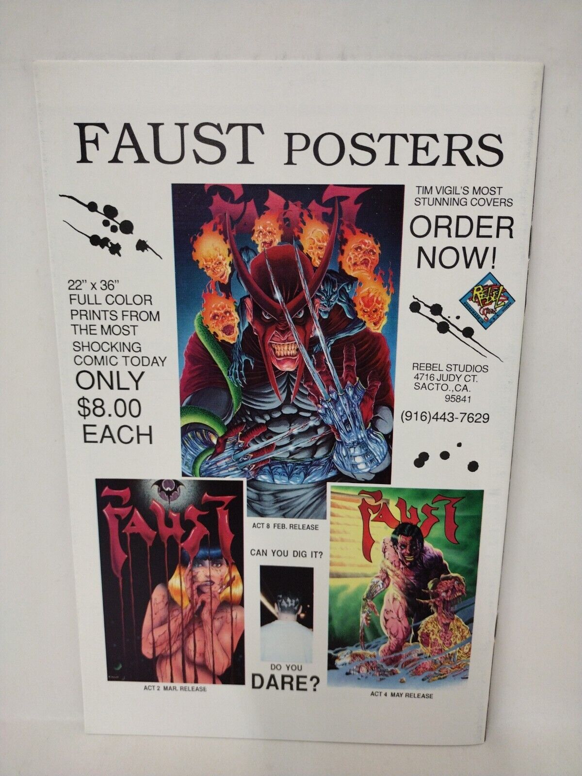 Faust Love Of The Damned Act 1 (1991) Rebel Studios 4th Print Tim Vigil