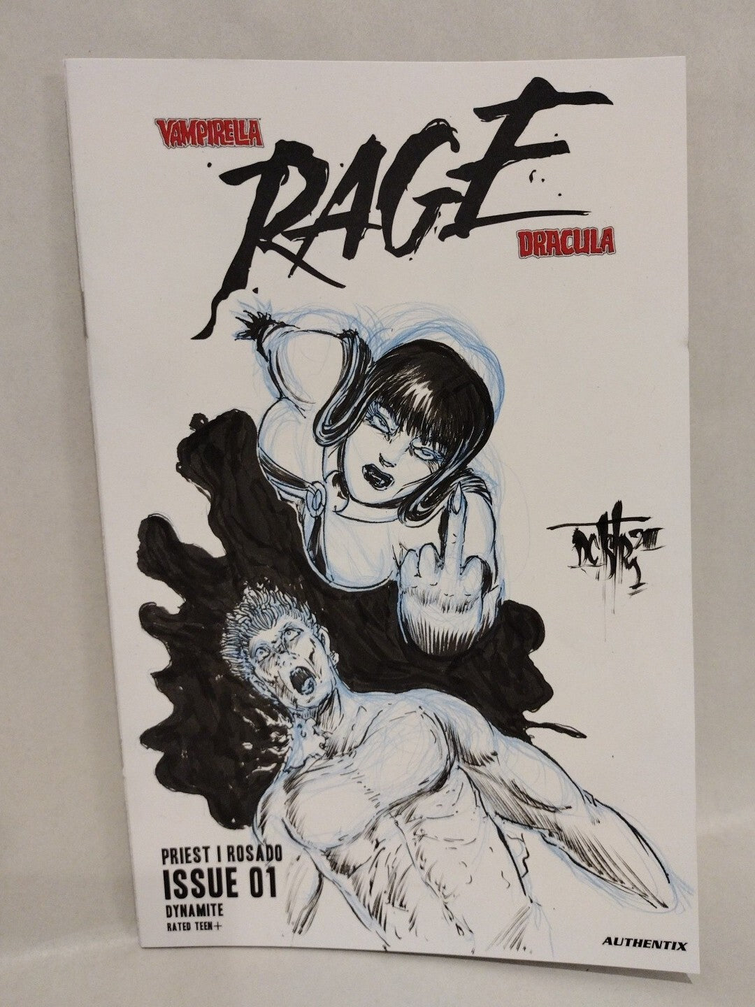 Vampirella Dracula Rage 1 (2023) Dynamite Sketch Cover W Dave Castr Original Art