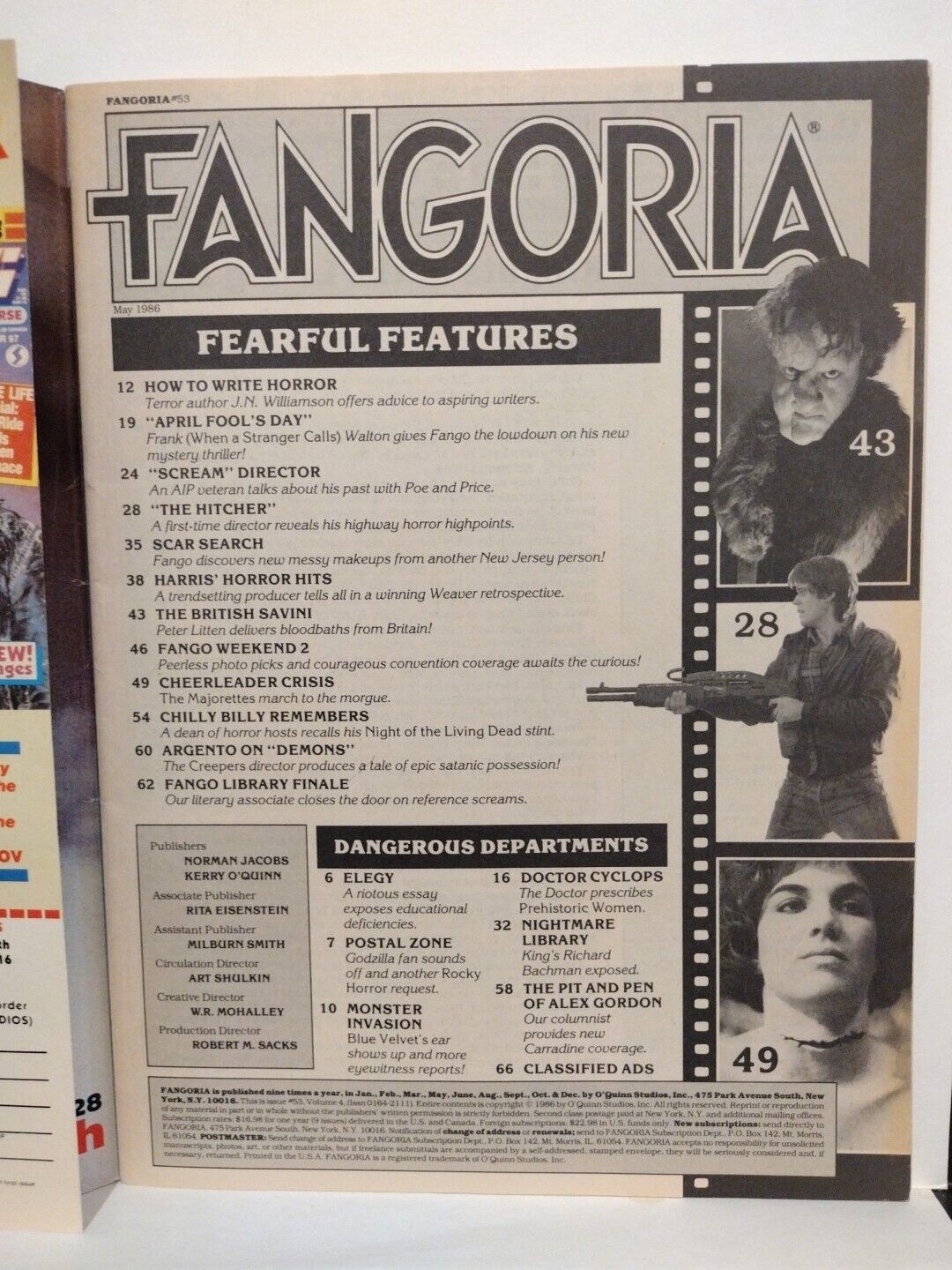 Fangoria Magazine #53 (1986) Starlog Hitcher Starslammers April Fool's Day