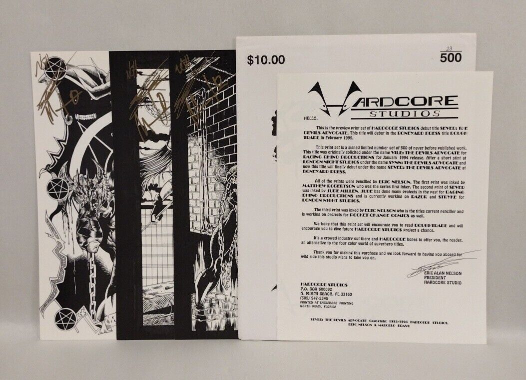 SEVER Devil's Advocate (1995) Hardcore Studios Signed Portfolio Print Set Nelson