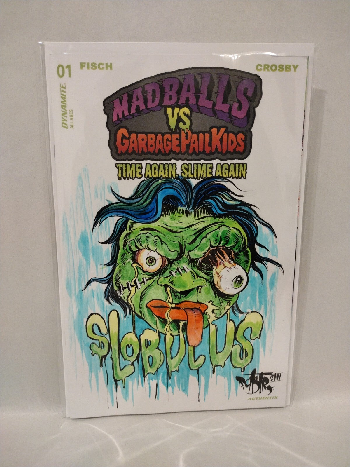 Madballs vs Garbage Pail Kids TGSA 1 Blank Variant Comic Slobulus Original Art