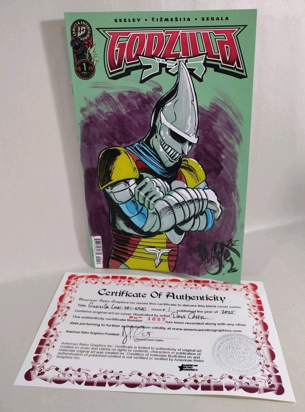 Godzilla #1 (2025) IDW Sketch Cover Comic W Original Dave Castr Jet Jaguar Art