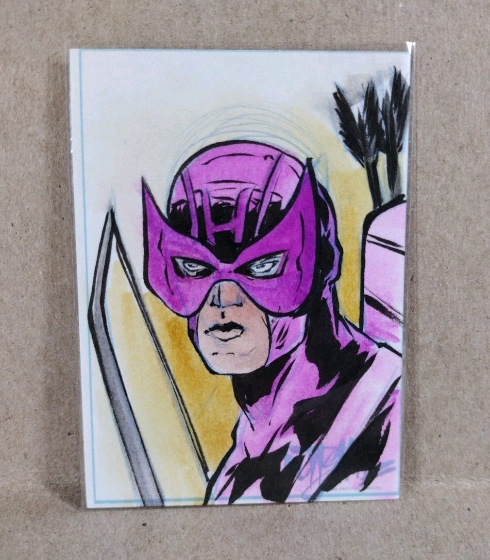 Dave Castr Crusin (2025) OAC Sketch Card W Original Marvel Hawkeye Art ACEO