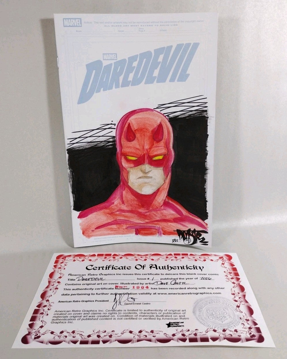 Daredevil #1 (2026) Marvel Comic Sketch Cover Variant W Original DCastr Art