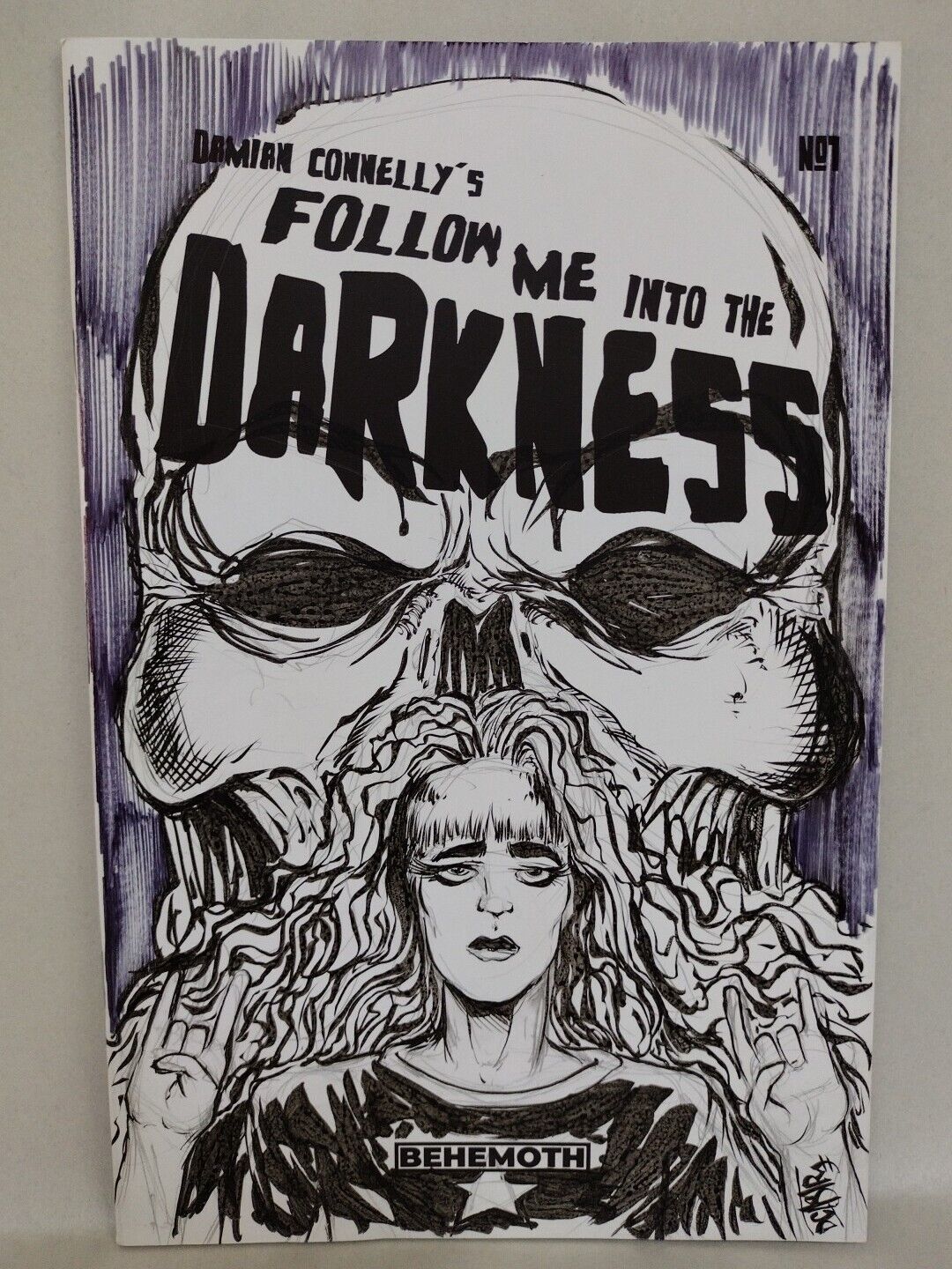 Follow Me Into The Darkness #1 (2022) Behemoth Blank Sketch Comic W Original Art