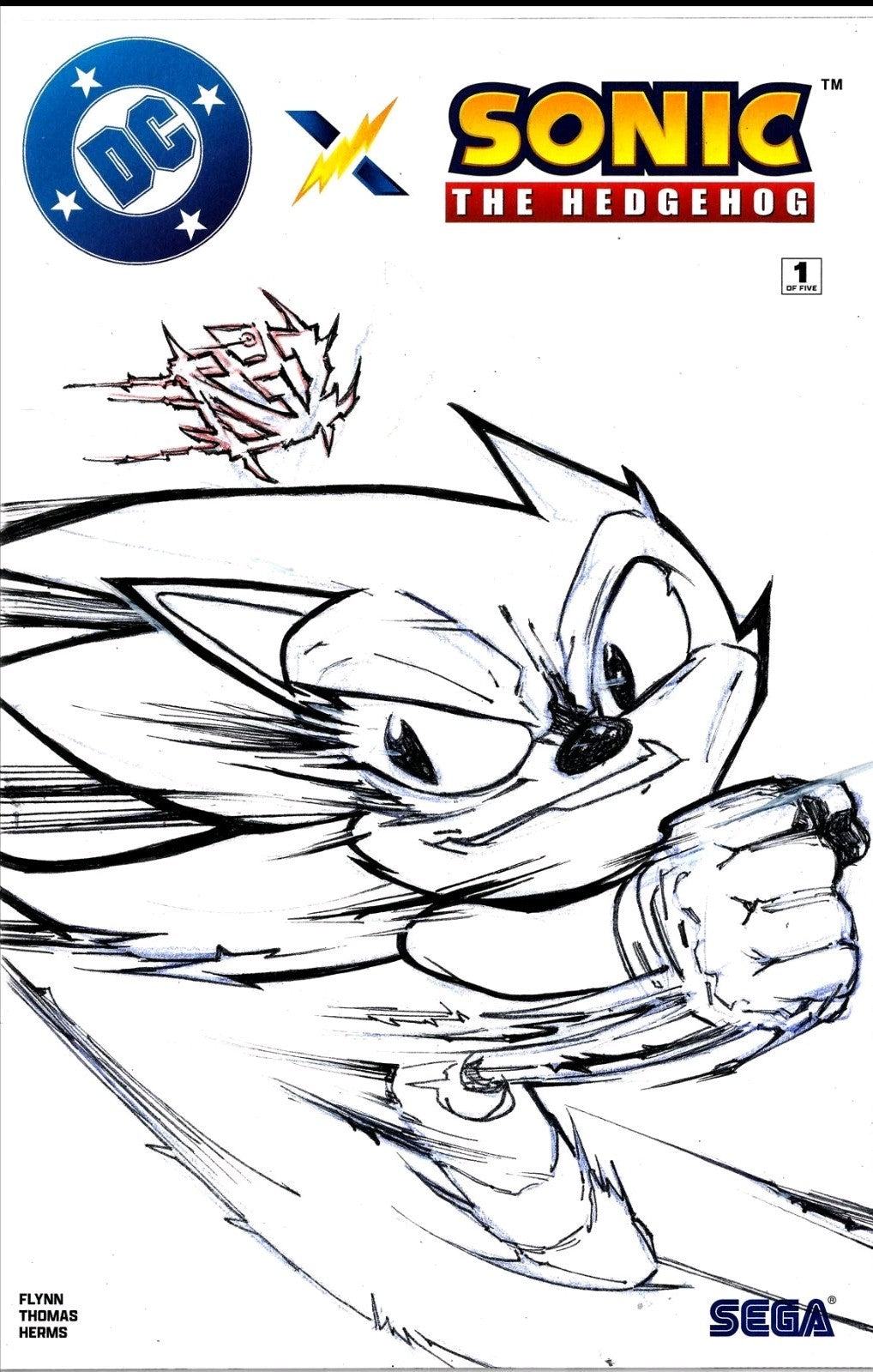 DC X Sonic the Hedgehog 1 (2025) DC Sega Sketch Variant Cover W Original JAG Art