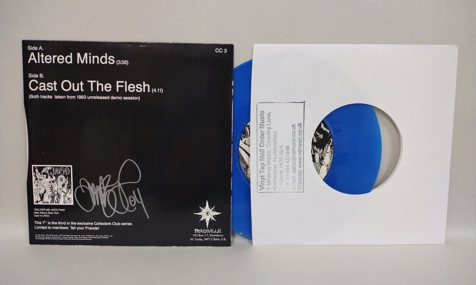 BANISHED 1993 7" Collector Club Vinyl Record w Signed Tim Vigil Art Sleeve Rare