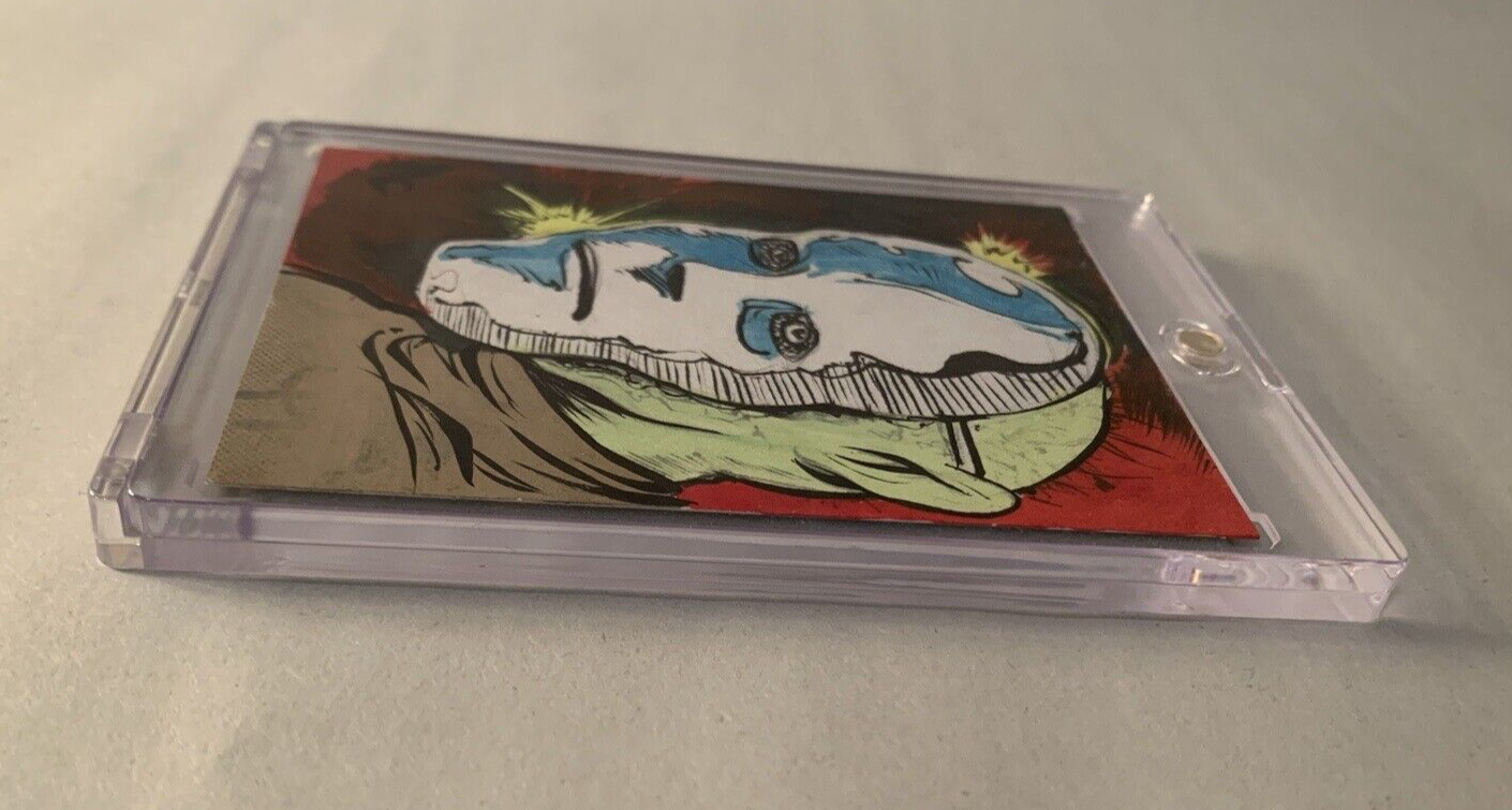 Dave Castr Original Sketch Card Original 1/1 Shiny Face Art W Holder