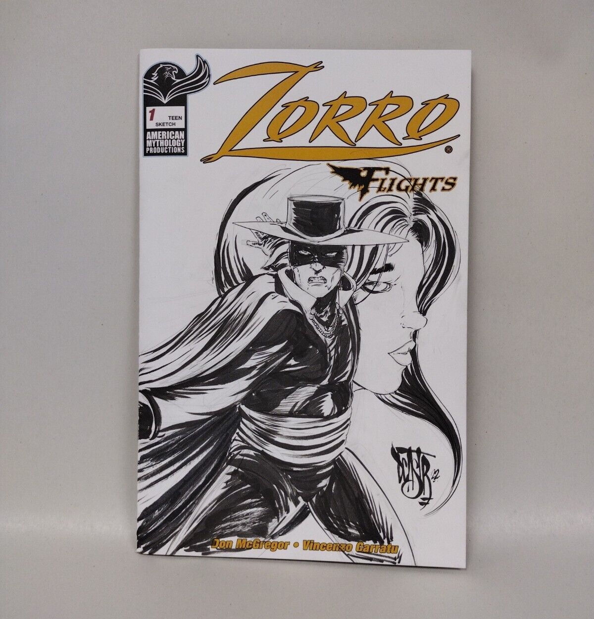 Zorro Flights #1 (2021) Blank Cover Variant Comic W Original Art Dcastr ARG COA