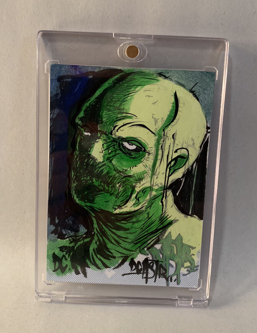 Dave Castr Original Sketch Card Original 1/1 Swamp Face Art W Holder