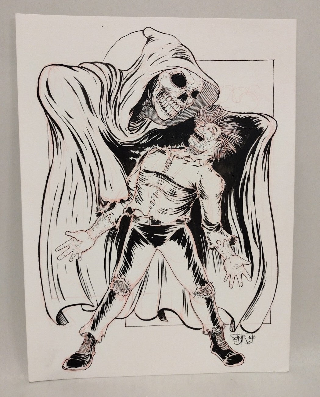 Death 9 x 12" Original (2018) Dave Castr Grimm Reaper Ink Illustration Art W COA