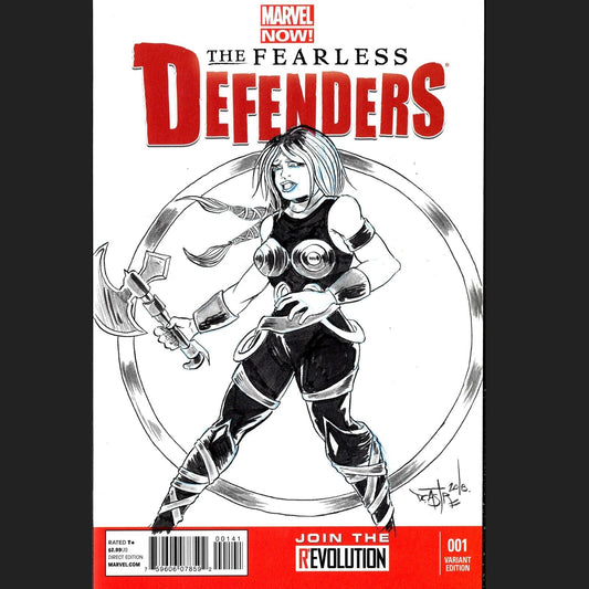 FEARLESS DEFENDERS #1 Blank Sketch Variant Cover Comic W Original Art Dave Castr