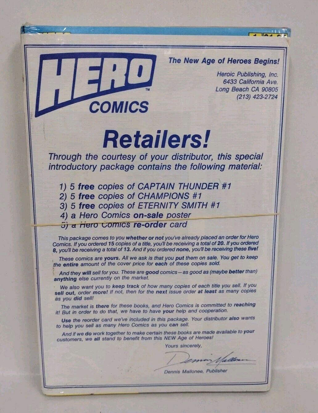 Hero Comics (1987) Retailer Comic Promo Kit Champions Captain Thunder New Sealed