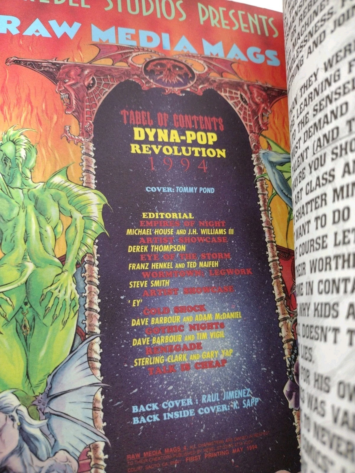 RAW Media Comic Magazine #4 (1994) Tim Vigil Ted Naifeh JH Williams III Horror